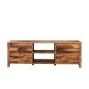 TV stand furniture with 6 storage compartments and 1 shelf cabinet; Walnut