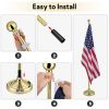 6FT Golden Telescoping Al Flag Pole With US Flag & Ball/2pcs