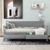 Twin Size Daybed with 2 Large Drawers; X-shaped Frame; Modern and Rustic Casual Style Daybed; Gray(New)