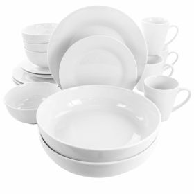 Elama Carey 18 Piece Round Porcelain Dinnerware Set in White