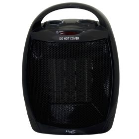 Vie Air 1500W Portable 2 Settings Black Ceramic Heater with Adjustable Thermostat