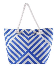 Summer Bag Bohemian Multifunctional Waterproof Beach Bag Swimsuit Storage Wash Bag Portable Women's Tote Bag With Zipper (Color: Blue Stripe)