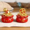 1pc; Pot Of Golden Car Ornament (2.28"Ã—1.97"Ã—1.97"); Home Decoration; Holiday Birthday Gifts