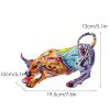 NORTHEUINS Graffiti Painting Resin Bull Figurines Home Living Room Bedroom Office Desktop Feng Shui Ornaments Collection Statues