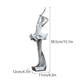 NORTHEUINS Resin Ballet Dancer Figurines for Interior Art Girl Statue Home Living Room Bedroom Entrance Display Decor Accessorie (Color: A Silver)