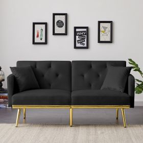 VELVET SOFA BED (Color: Black)