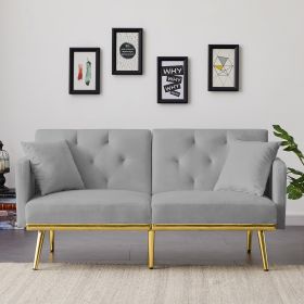 VELVET SOFA BED (Color: Gray)