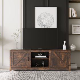 MDF TV stand with storage cabinet; Walnut (Color: Walnut)