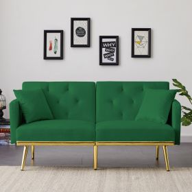 VELVET SOFA BED (Color: green)