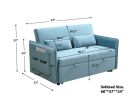 Pull Out Sofa Bed; Modern Adjustable Pull Out Bed Lounge Chair with 2 Side Pockets; 2 Pillows for Home Office