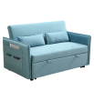 Pull Out Sofa Bed; Modern Adjustable Pull Out Bed Lounge Chair with 2 Side Pockets; 2 Pillows for Home Office