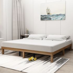 Wooden platform bed frame (Color: Old Pine + Solid Wood)