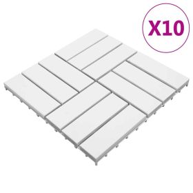 vidaXL Decking Tiles 10 pcs White 11.8"x11.8" Solid Acacia Wood (Color: White)