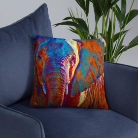 Accent Pillow, Colorful Elephant Print (size: 18Ã—18)