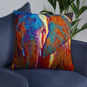 Accent Pillow, Colorful Elephant Print (size: 22Ã—22)