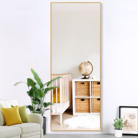 Modern Full Length Mirror, 65" x 22"x 1.2" (Color: Gold)