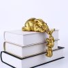 Golden Resin Elephant Sculpture Collectible Figurines Animal Ornaments Cute Bling Elephant Book Decor Presents Antique Gifts