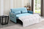 Pull Out Sofa Bed; Modern Adjustable Pull Out Bed Lounge Chair with 2 Side Pockets; 2 Pillows for Home Office