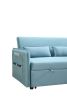 Pull Out Sofa Bed; Modern Adjustable Pull Out Bed Lounge Chair with 2 Side Pockets; 2 Pillows for Home Office