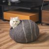 Cat Cave Bed -Handmade Wool Cat Bed Cave with Mouse Toy