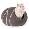 Cat Cave Bed -Handmade Wool Cat Bed Cave with Mouse Toy