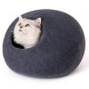 Cat Cave Bed -Handmade Wool Cat Bed Cave with Mouse Toy