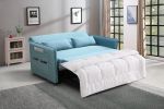 Pull Out Sofa Bed; Modern Adjustable Pull Out Bed Lounge Chair with 2 Side Pockets; 2 Pillows for Home Office